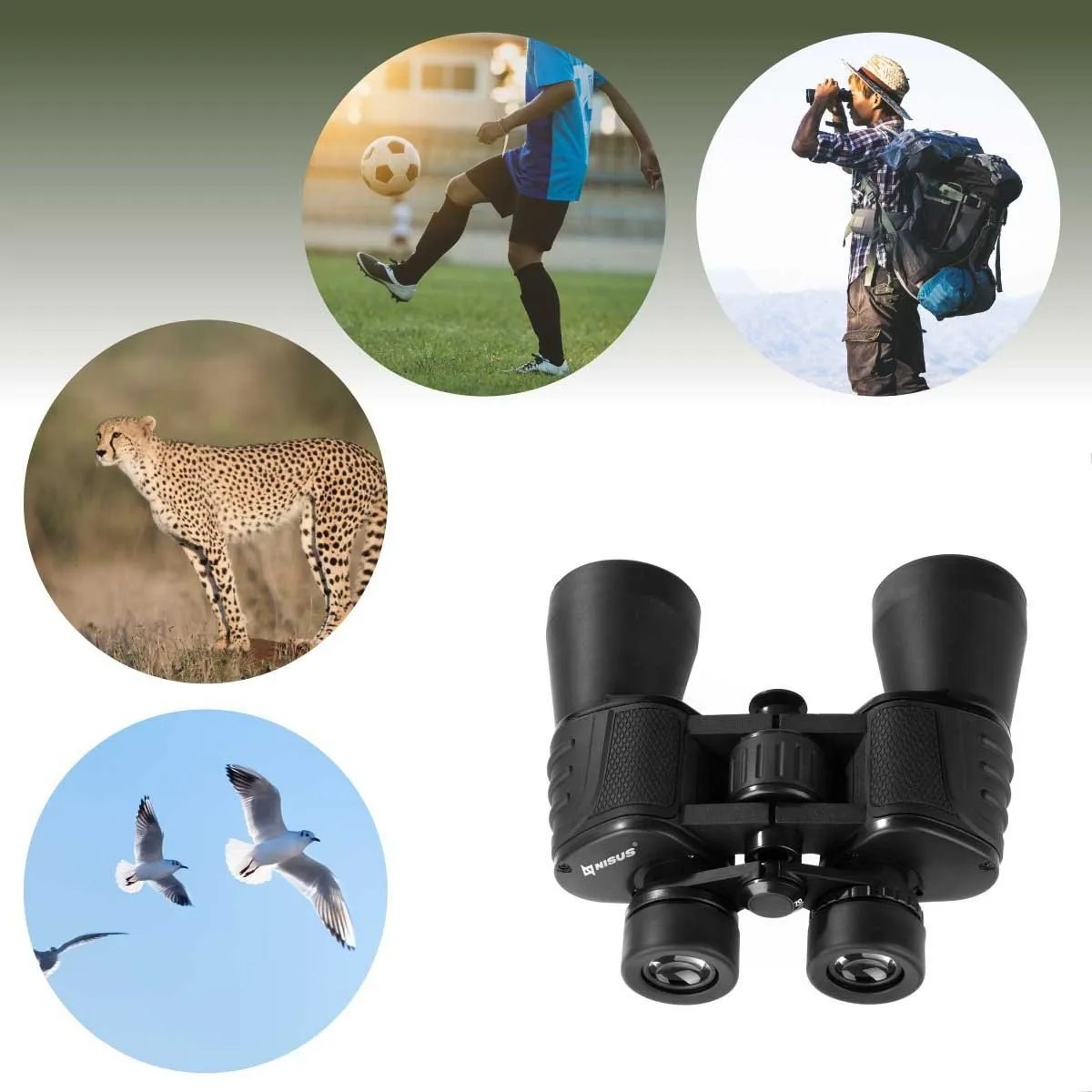 10x50 Multifunctional Camping Black Binocular with Travel Case