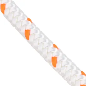 1/2 Arborist Rope - White w/ Neon Orange Tracer