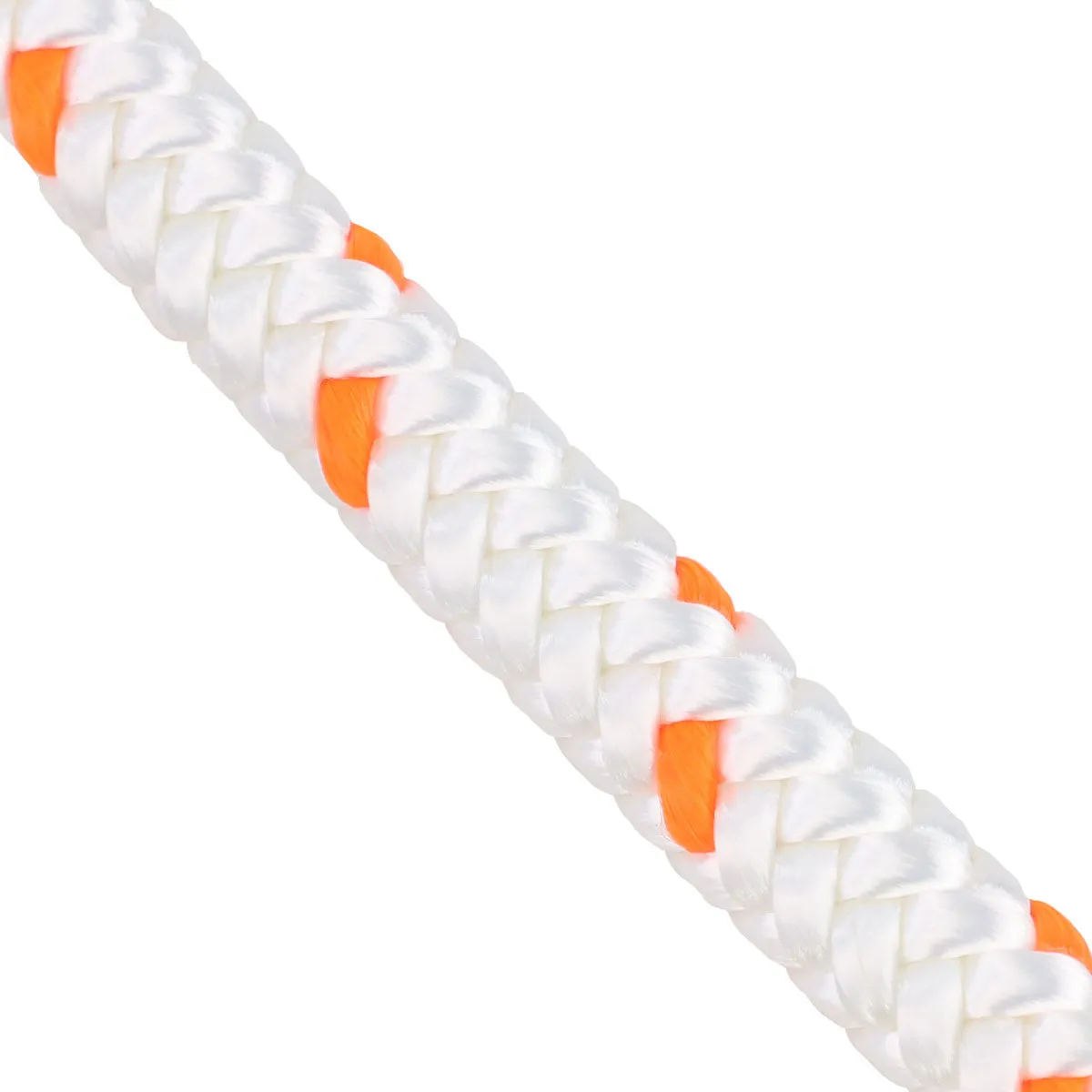 1/2 Arborist Rope - White w/ Neon Orange Tracer