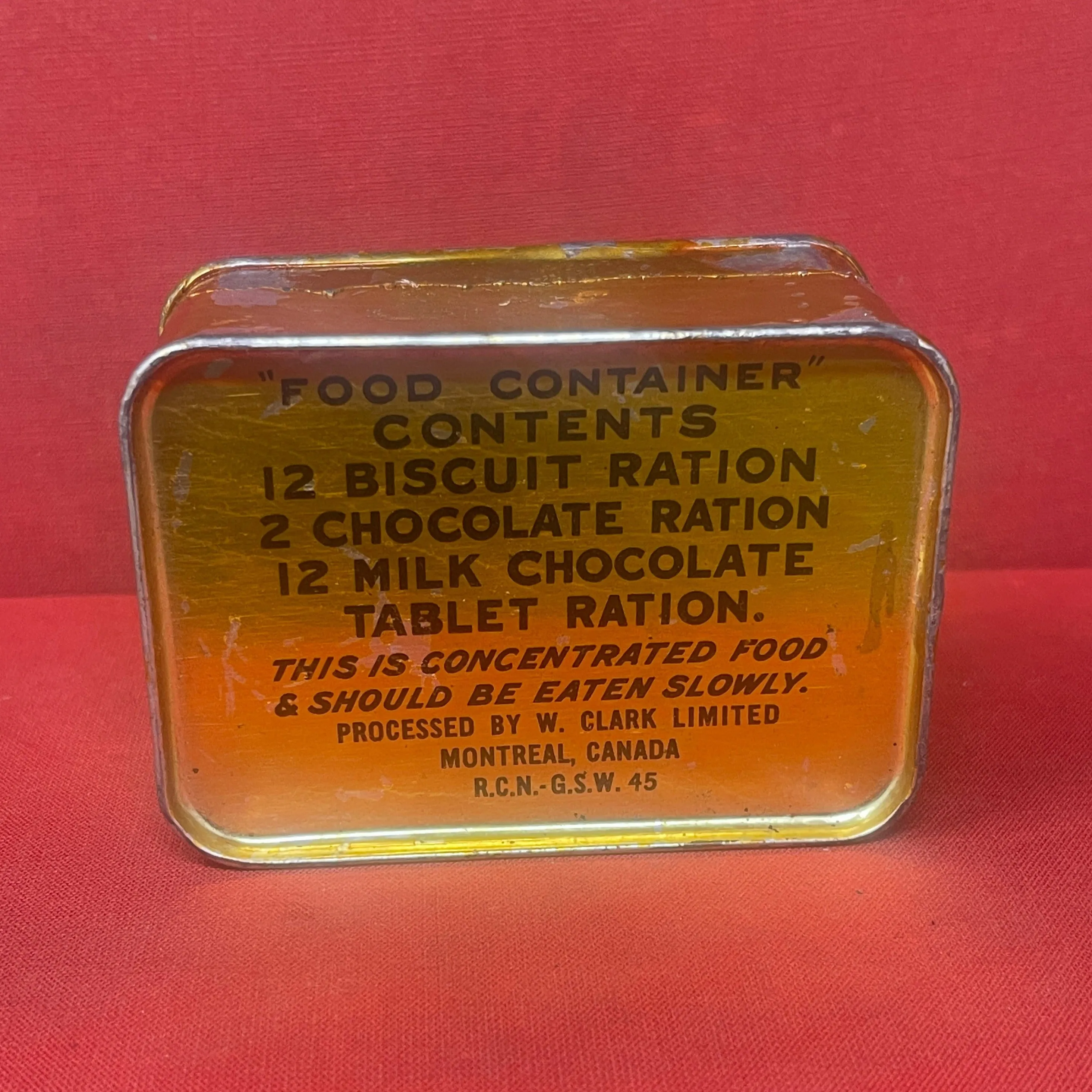 1945 Dated Canadian Food Container Emergency Ration