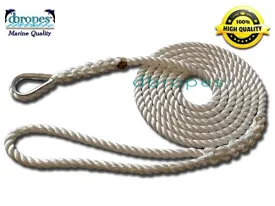 3/8" X 10' Three Strand Mooring Pendant 100% Nylon Rope with Thimble. (Tensile Strength 3800 Lbs.) Made in USA. FREE EXPEDITED SHIPPING