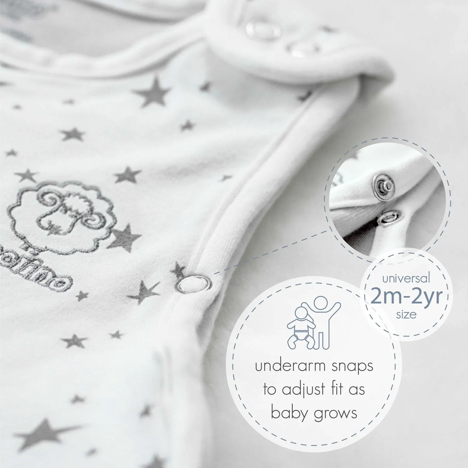 4 Season Ultimate Baby Sleep Bag, Merino Wool & Organic Cotton, 2 Months - 2 Years, Palms