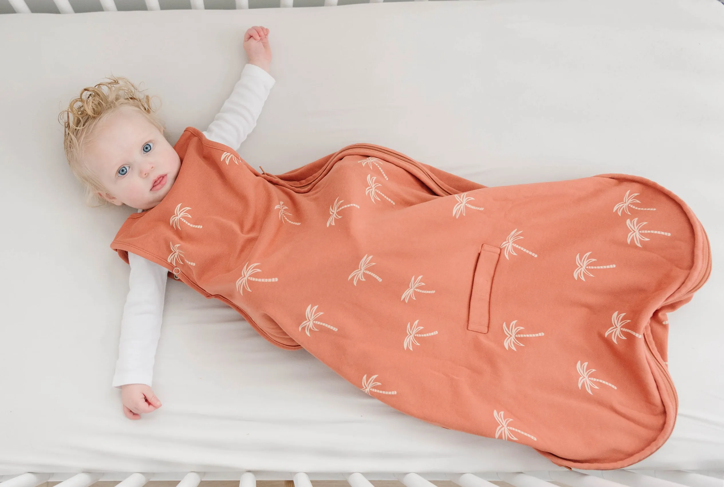 4 Season Ultimate Baby Sleep Bag, Merino Wool & Organic Cotton, 2 Months - 2 Years, Palms