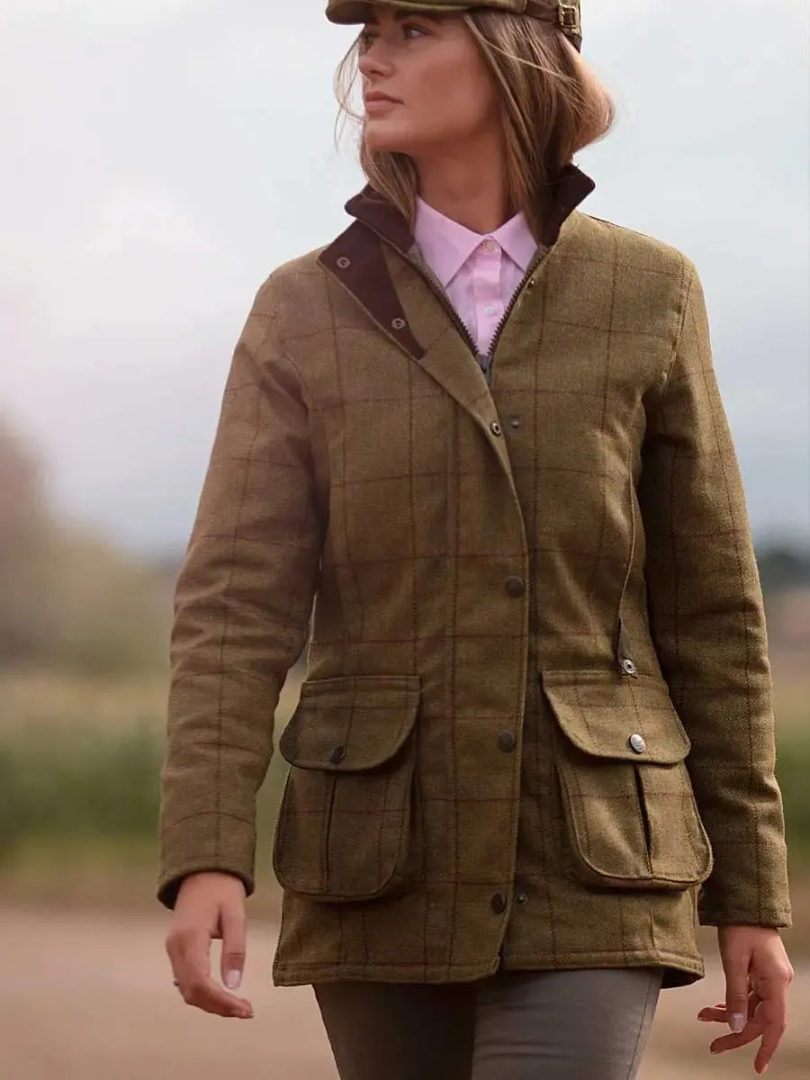 ALAN PAINE Rutland Shooting Coat - Ladies Tweed Waterproof - Lichen