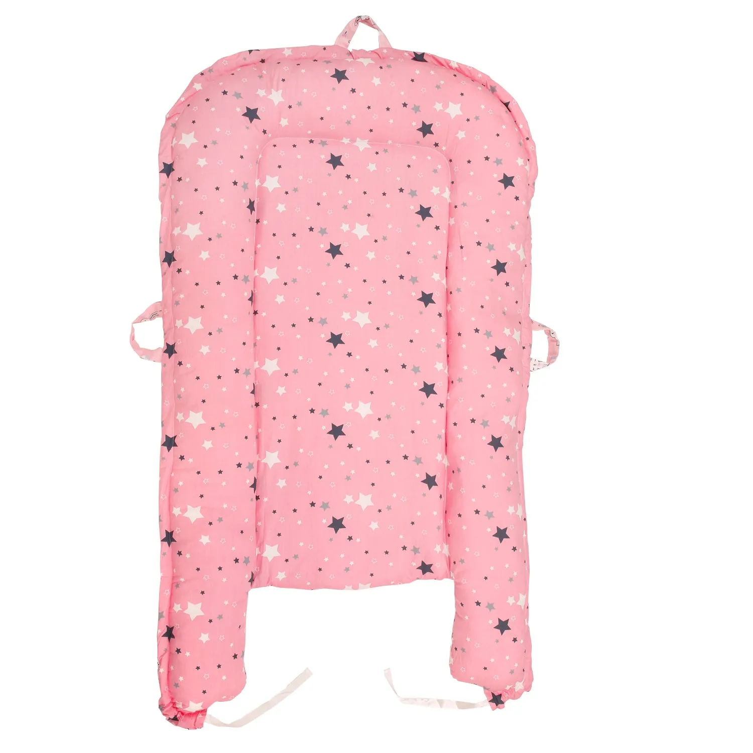 Baby Bed Cum Carry Nest Star And Rabbit Pink