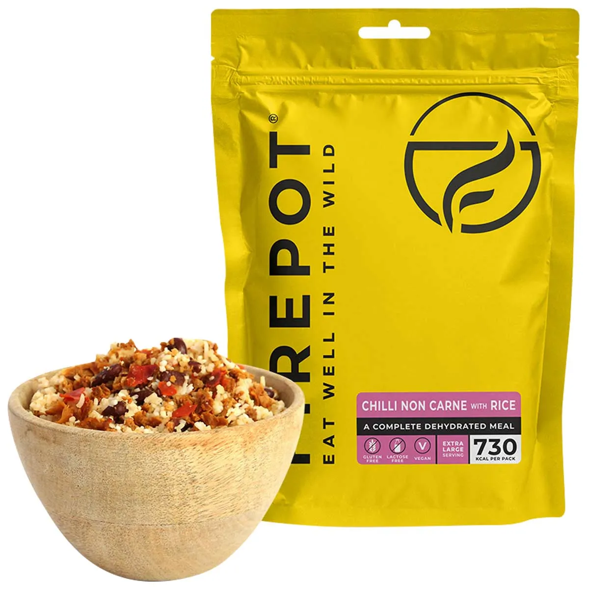 Firepot Dehydrated Meal Chilli Non Carne & Rice - Vegan 485kcal / 730kcal