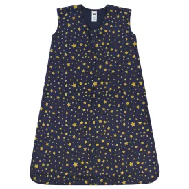 Hudson Baby Cotton Sleeveless Wearable Sleeping Bag, Sack, Blanket, Gold Navy Star