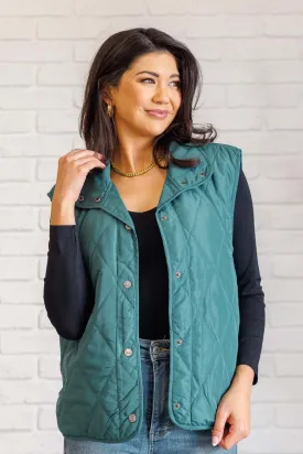 Layering Queen Quilted Puffer Vest in Hunter Green - 11/19