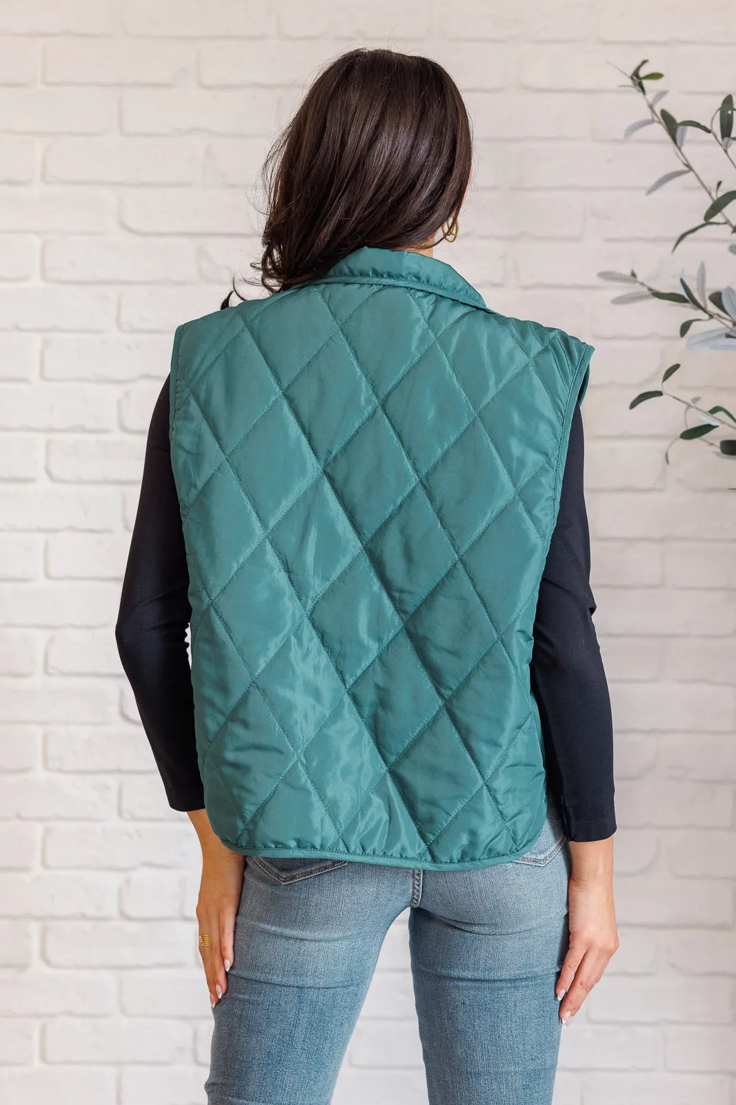 Layering Queen Quilted Puffer Vest in Hunter Green - 11/19