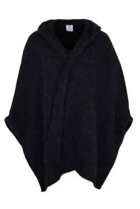 Poncho Cape Open Front Wrap - Black