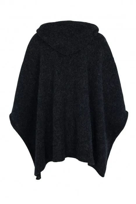 Poncho Cape Open Front Wrap - Black