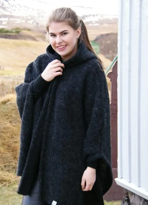 Poncho Cape Open Front Wrap - Black