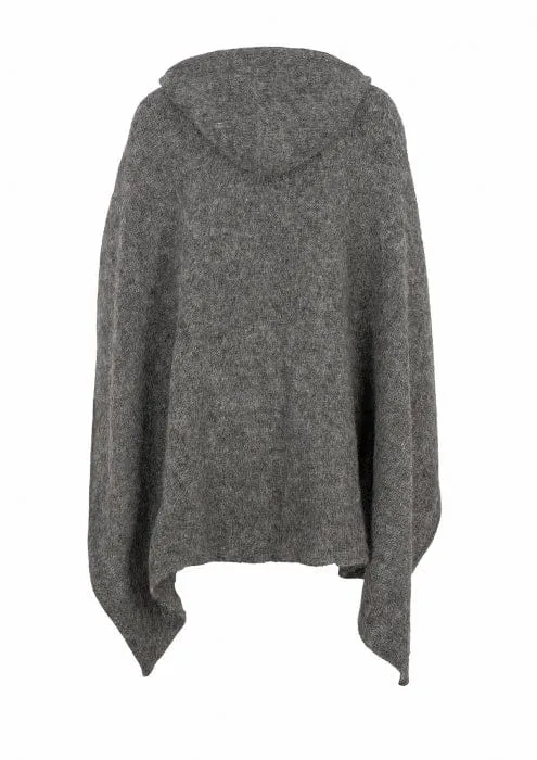 Poncho Cape Open Front Wrap - Grey