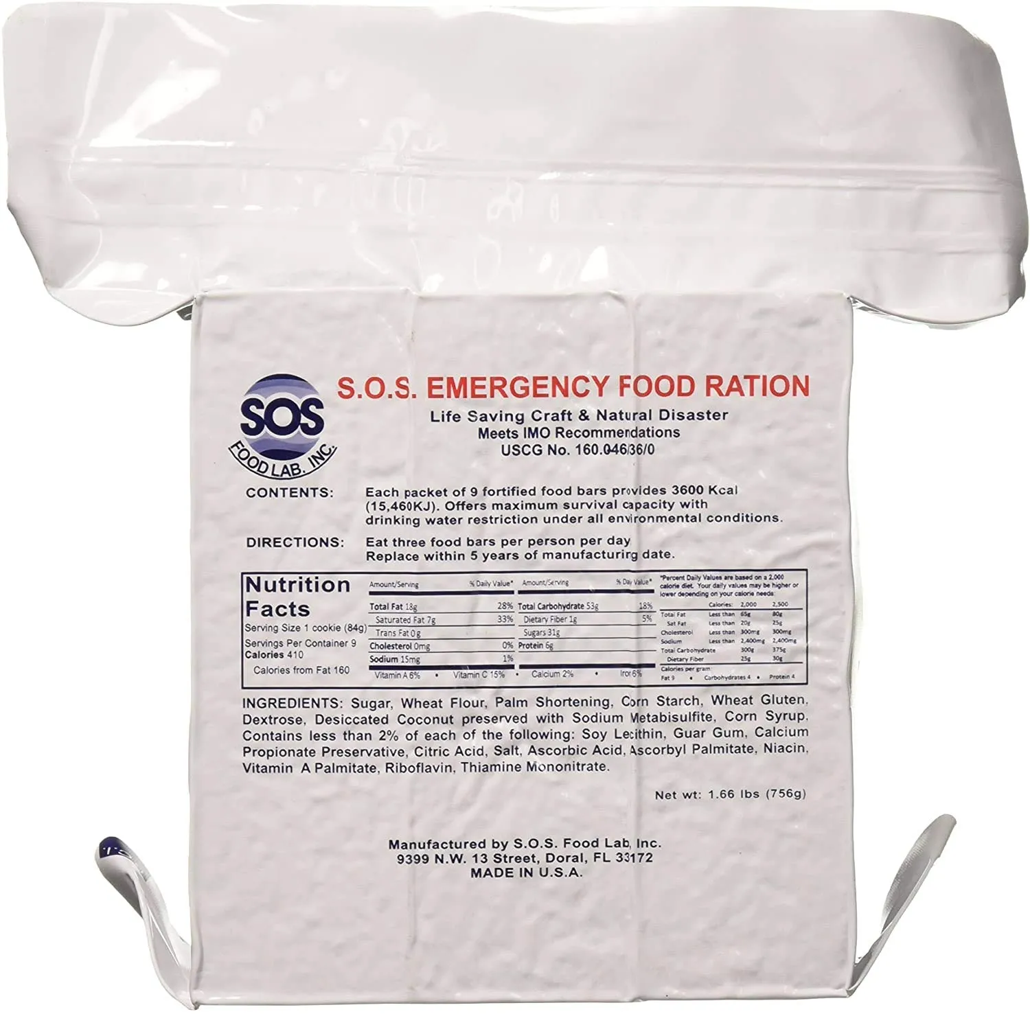 SOS Food Labs - Emergency Ration Bars - 3 Day / 72 Hour - 20 Pack